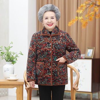 冬天老太太穿的棉袄加厚加绒棉服中老年人棉衣女奶奶冬装外套老太太