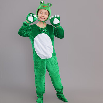 militu 儿童青蛙演出服绿色青蛙动物表演服小蝌蚪找妈妈女童宝宝纱裙
