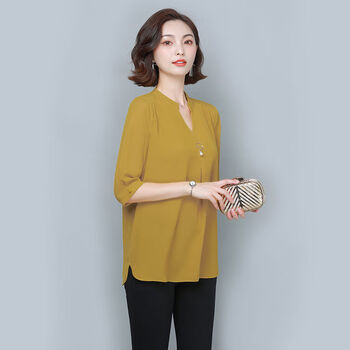 老人家春秋穿的衣服老太太老奶奶衬衫老太婆衬衣寸衣妈妈装夏装雪纺衫