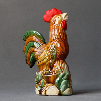 洛阳唐三彩大吉大利风水大公鸡陶瓷鸡摆件生肖工艺品居饰品摆设件