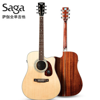 萨伽（Saga）民谣木吉他缺角圆角全单萨迦吉它jita乐器 41英寸缺角原木色 A1-D全单 电箱款