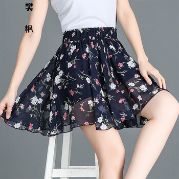 超短裙性感齐小短裙a字裙百搭印花雪纺短裙半身裙舞裙仙女裙沙滩裙薄