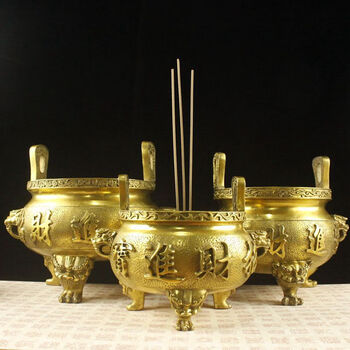 黄铜香炉双耳三足炉 大小号 三号宽15cm【图片 价格 品牌 报价】-京东