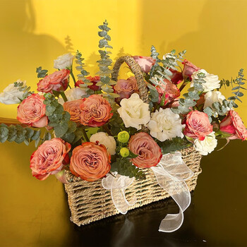 馨长存鲜花速递手提花篮绣球玫瑰混搭送朋友全国同城门店实体店配送