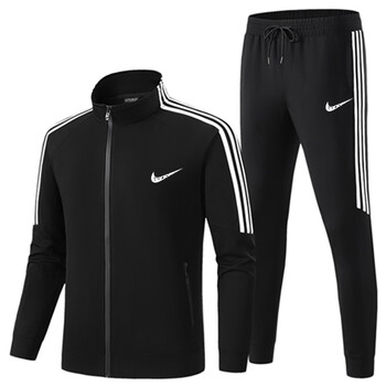 (nike)秋季运动套装男女长袖罗马透气休闲卫衣跑步运动服套装 黑色