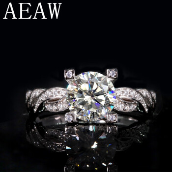 AEAW Jewelry钻戒女培育钻石戒指扭臂D色1克拉四爪白金结订婚戒 IGI/1克拉/D色/VVS2/3EX