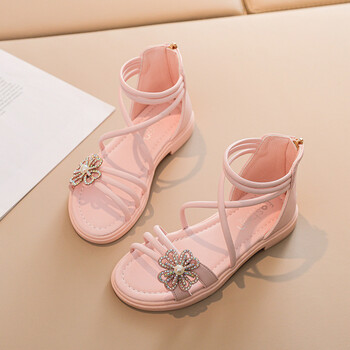 凉鞋夏季2022年新款韩版软底公主鞋儿童露趾小女孩学生罗马鞋2901粉色
