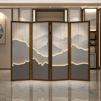 蓝氏家园  新中式实木移动屏风隔断装饰高档住宅客厅餐厅入户走廊玄关
