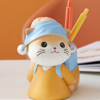 银枪yinqiang创意猫咪笔筒办公桌面收纳装饰送男女孩卡通六一礼物时尚