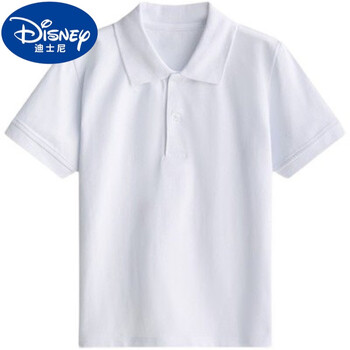 polo衫夏季翻领儿童女童半袖纯白t恤小学生校服上衣 白色polo衫短袖