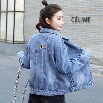 sndg小个子牛仔短外套女春秋新款纯色上衣气质显瘦时尚夹克潮蓝色s