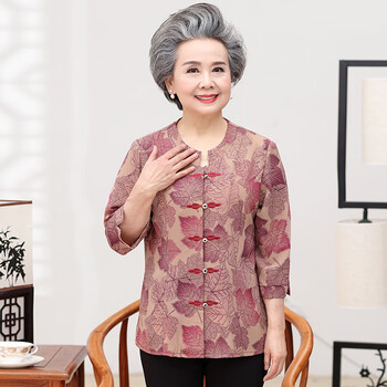 雪慕茵奶奶装春装套装老年人两件套女夏装妈妈装衬衫60岁70老太太上