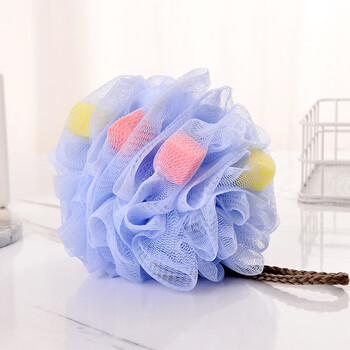 沐浴球可爱糖果色海绵块浴花起泡网pe多泡沫柔软搓澡去泥浴球 蓝色