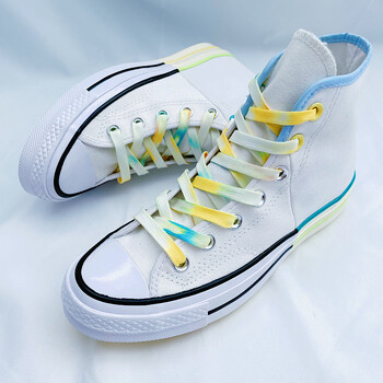 适配匡威1970s冰淇淋鸳鸯奶油天蓝白黄色渐变鞋带黄绿扎染鞋带120cm