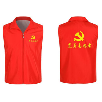 恰同学志愿者马甲义工工作服红马甲定制印字logo党员青年志愿者 党员