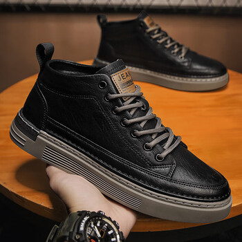 娜杰丽拰谷najieliningu官方以男鞋2023新款冬季百搭黑色中帮皮鞋男士