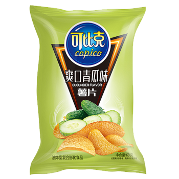 可比克薯片 青瓜味60g 休闲零食 膨化食品