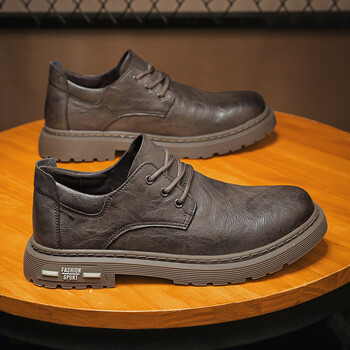 男款低帮英伦新款男鞋夏季休闲鞋子工装男士皮鞋马丁鞋深棕39运动鞋码