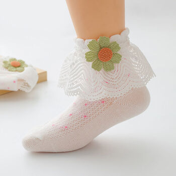 香茜妮女童袜子适合1-10岁小女孩穿的网眼花边袜儿童蕾丝宝宝韩版公主