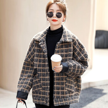 毛呢大衣女2022春装新款春秋女装短款加厚呢子大衣女士韩版宽松气质