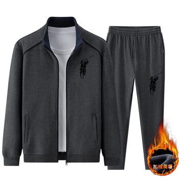 品牌保罗休闲套装 秋冬季运动休闲服套装男加绒加厚长袖长裤休闲两件