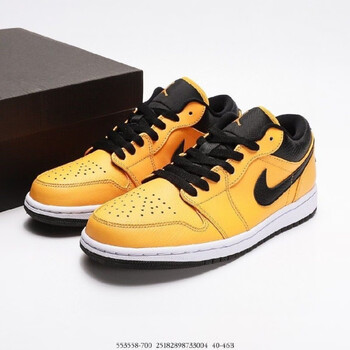 待婉联名aj1男鞋纯原 乔1 air 1 low 出租车 黑黄脚趾 低帮篮球鞋男