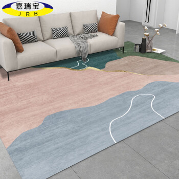 嘉瑞宝(JRB) INS风抽象地毯北欧现代简约卧室床边垫线条少女保暖地毯 客厅地毯160*230cm 莫兰迪