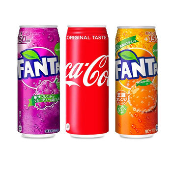 可口可乐日本进口coco-cola碳酸原味罐装汽水香橙/葡萄味芬达 三口各