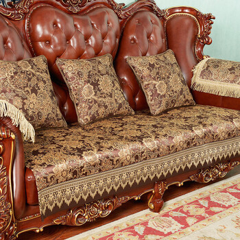 欧式沙发垫套罩盖布坐垫美式布艺防滑定做四季通用客 圣彼得堡-经典咖