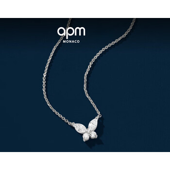 apmmonaco新款蝴蝶项链银白色项链奢华生日礼物送女友闺蜜情侣礼物银