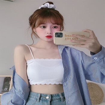 裹胸抹胸内衣女学生韩版小胸聚拢文胸薄款打底吊带背心女内穿 白色 1