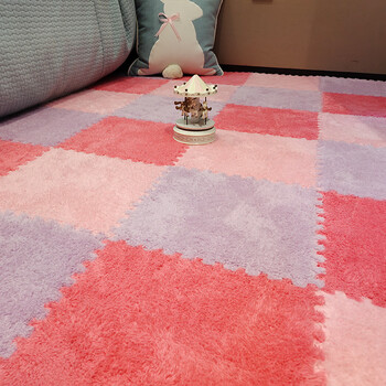 地板铺垫屋卧室主卧床边防摔地垫大厅铺地面的垫子铺垫粉色紫色玫红色