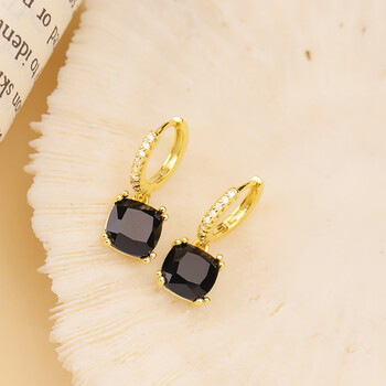 coolgmvkn施华洛世奇锆925银黑色方形耳扣女耳环2023年新款潮感耳饰
