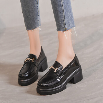 女士正装皮鞋大码英伦小小码鞋秋冬职业工作鞋女黑色女鞋一 5340黑色