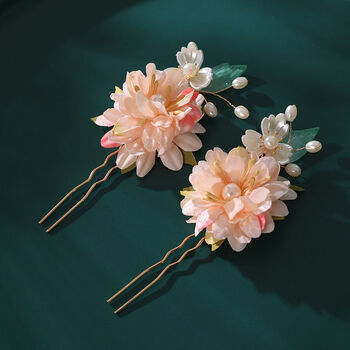 古风头饰古典绢花发饰套装流苏发夹复古花朵簪子古典旗袍配饰汉服杜鹃