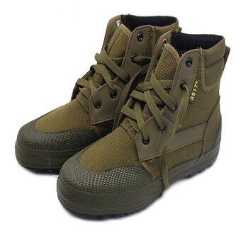 卡其色高帮解放鞋防滑鞋男女户外劳保民工作训鞋 高帮3517咖啡色胶鞋