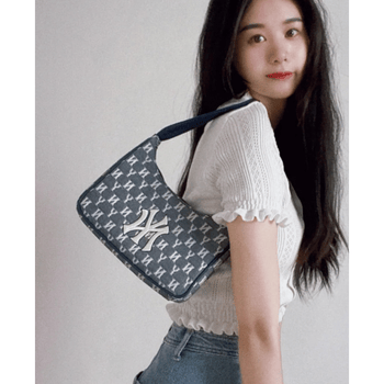 泫雅同款腋下包mlb 泫雅同款ny复古老花腋下包洋基队男女款单肩斜跨