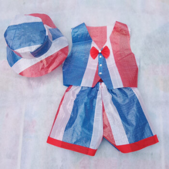 走秀兒童服裝時裝秀環保衣服孩服裝子手工diy製作幼兒園塑料袋時裝秀