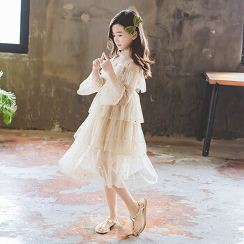 淑女女童连衣裙夏装2022新款女孩礼服裙短袖中大童蓬蓬纱公主裙洋气