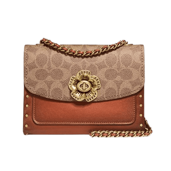 七夕好礼coach蔻驰女包parker系列单肩斜挎山茶花小方包30592小号焦糖