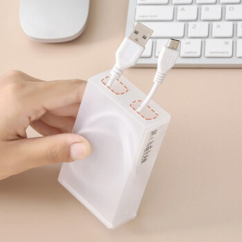 盛锐凡数据线收纳盒桌面带盖手机充电器充电线收纳盒电源线整理分格