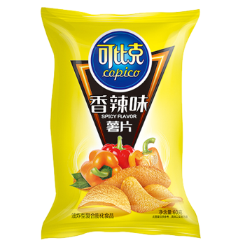 可比克薯片 香辣味60g 休闲零食 膨化食品