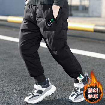 糯猫童装儿童羽绒棉裤男童加绒裤子2022年新款冬季宝宝加厚一条过冬保