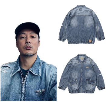 madness港风潮牌mdns新款余文乐春秋季水洗破坏牛仔外套男痞帅潮流ins