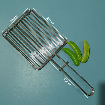 烤鱼夹不锈钢烤鱼夹子加粗烧烤拍子长方形家用商用烧烤工具烤鱼夹大号