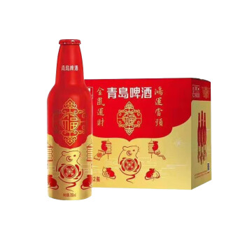 青岛啤酒（TsingTao）喜庆 鸿运当头龙年礼盒355ml*12瓶 整箱装 (龙年/常规款随机发货)
