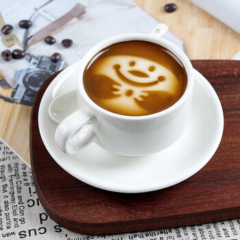 新品仿真咖啡杯模型饮品拉花咖啡摆件道具橱窗装饰拍照玫红色8号款