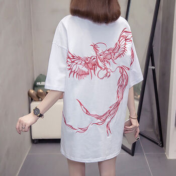 lpvg李宁宁刺绣情侣装国潮凤凰绣花衣服下身失踪宽松大码中国风t恤