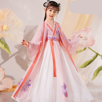 古装汉服套装女中大童仙女裙春秋装小女孩子中秋节衣服3-15岁公主