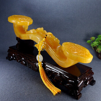 汇品简(huipinjian) 天然玉石新中式如意摆件客厅玄关酒柜办公室桌面